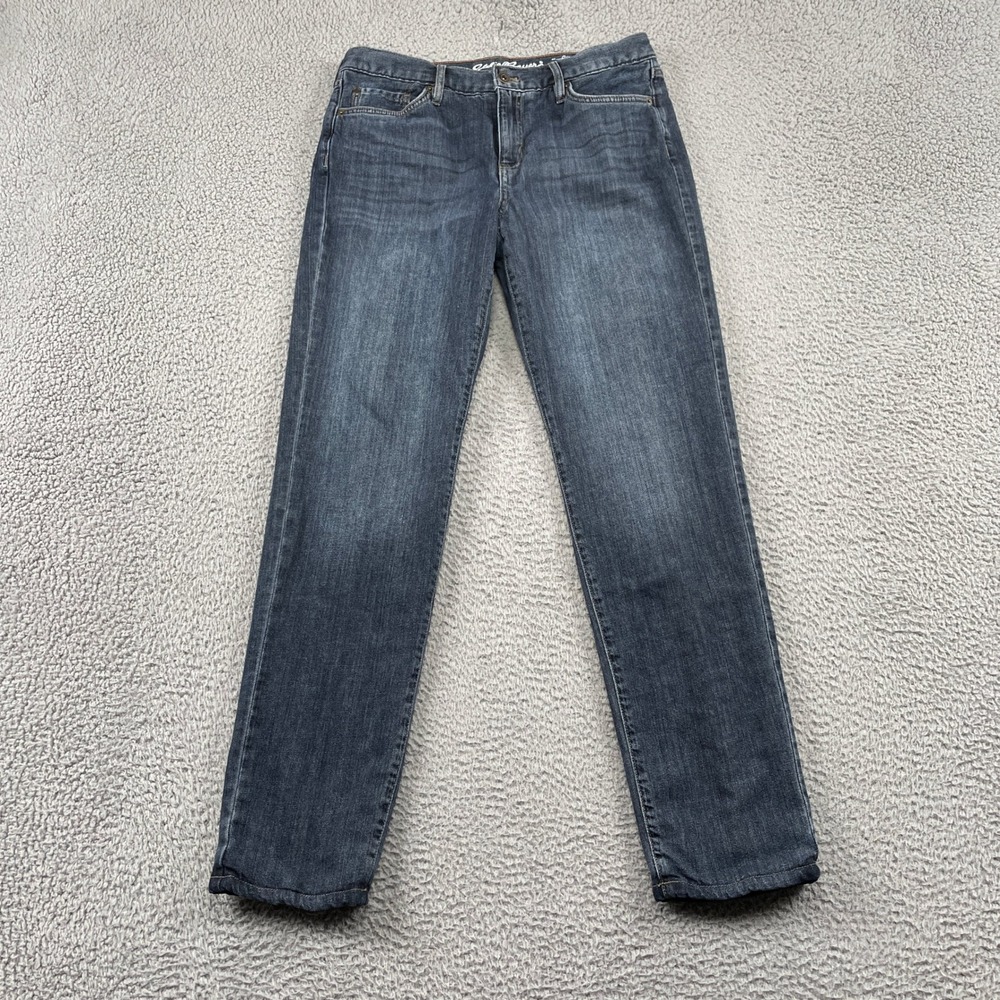 Eddie Bauer Jeans Womens 8 Blue Boyfriend Relaxed Fit‎ Lined Dark Wash Denim